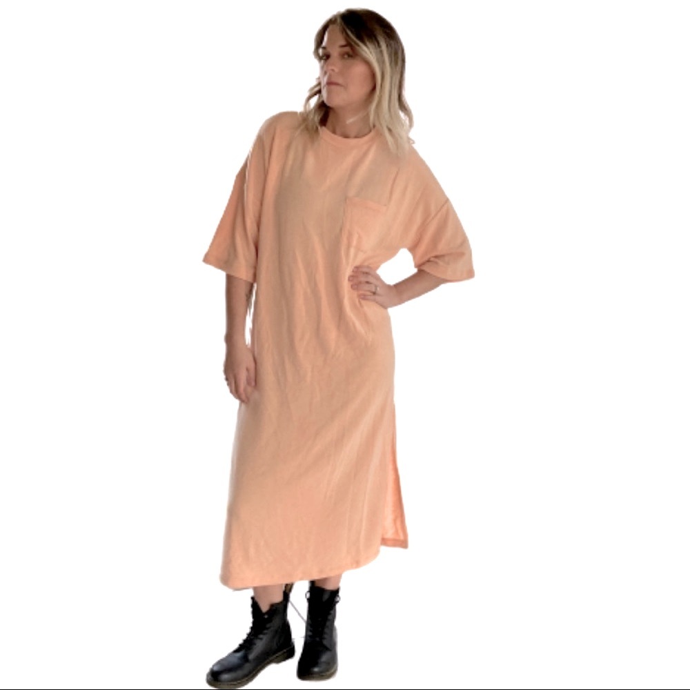 Olive & Leaf Oversize T-Shirt Dress Peach Blush Lounge Comfy Beach Large